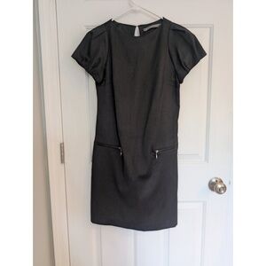 Zara Basics gray sheath work dress with zippered pockets